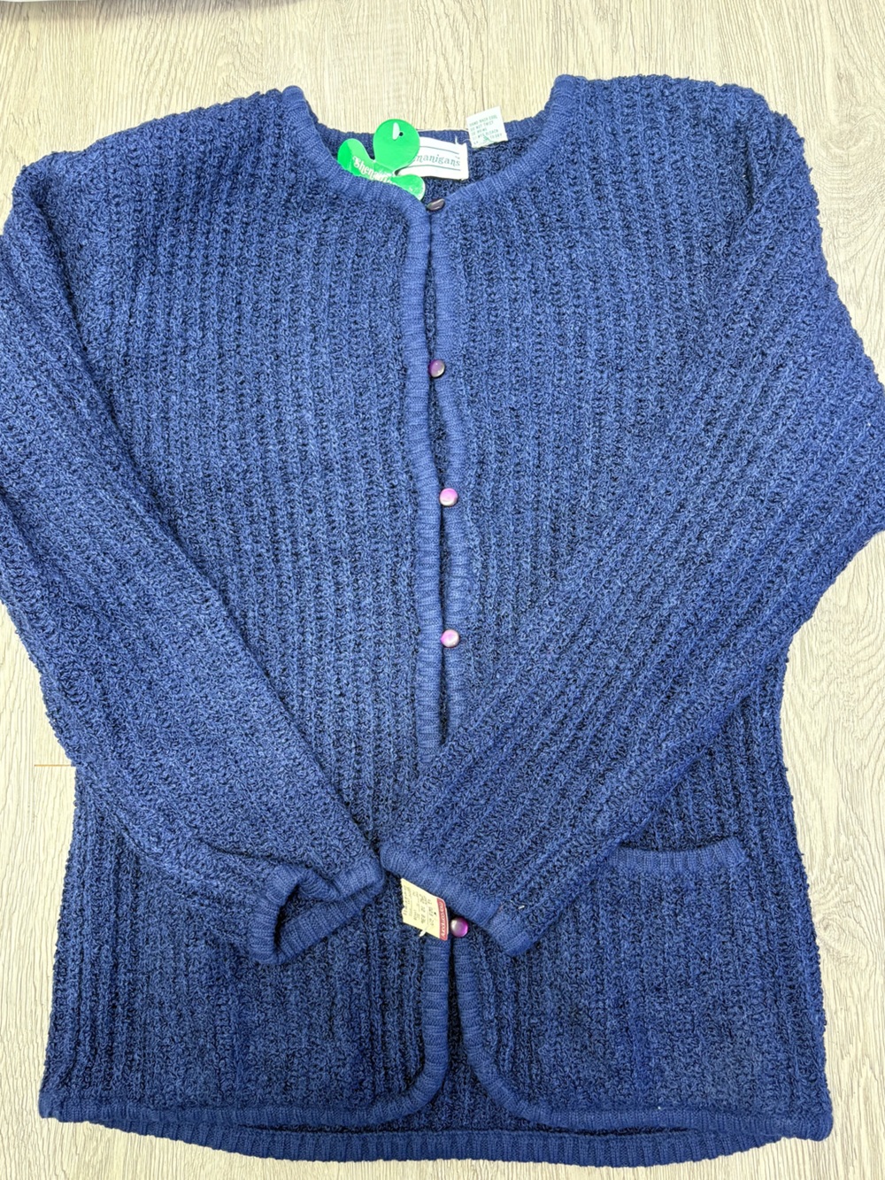 NWT Vintage Shenanigans Blue Textured Knit Cardigan Sweater Small